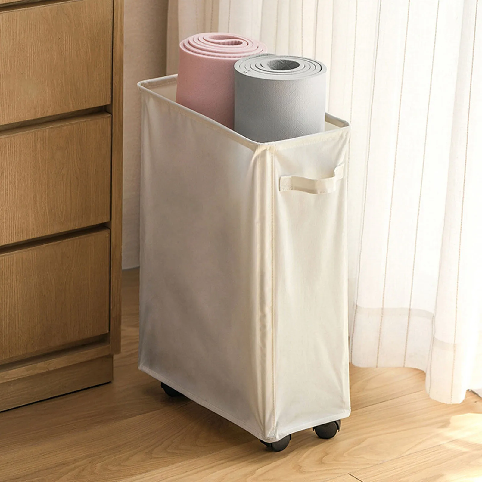 اليوغا معدات اللياقة البدنية المنظم اليوغا حصيرة سلة التخزين سعة كبيرة أكسفورد القماش المتداول سلة الغسيل مع عجلات للمنزل