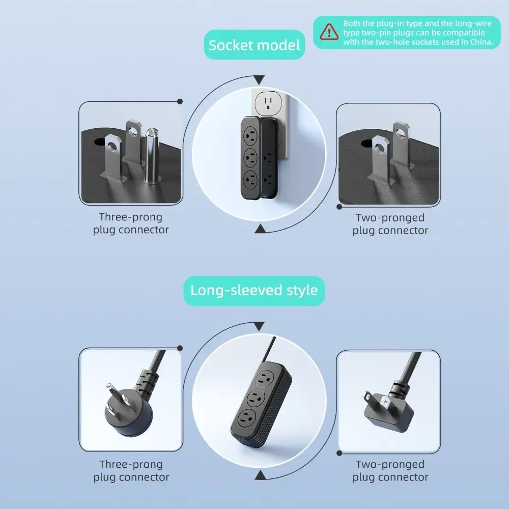 Versatile 21 Holes Travel Power Strip 7 Outlet 6 Outlet Conversion Plug Flame-Retardant Material 2-Pin Plug Extension Cord Home