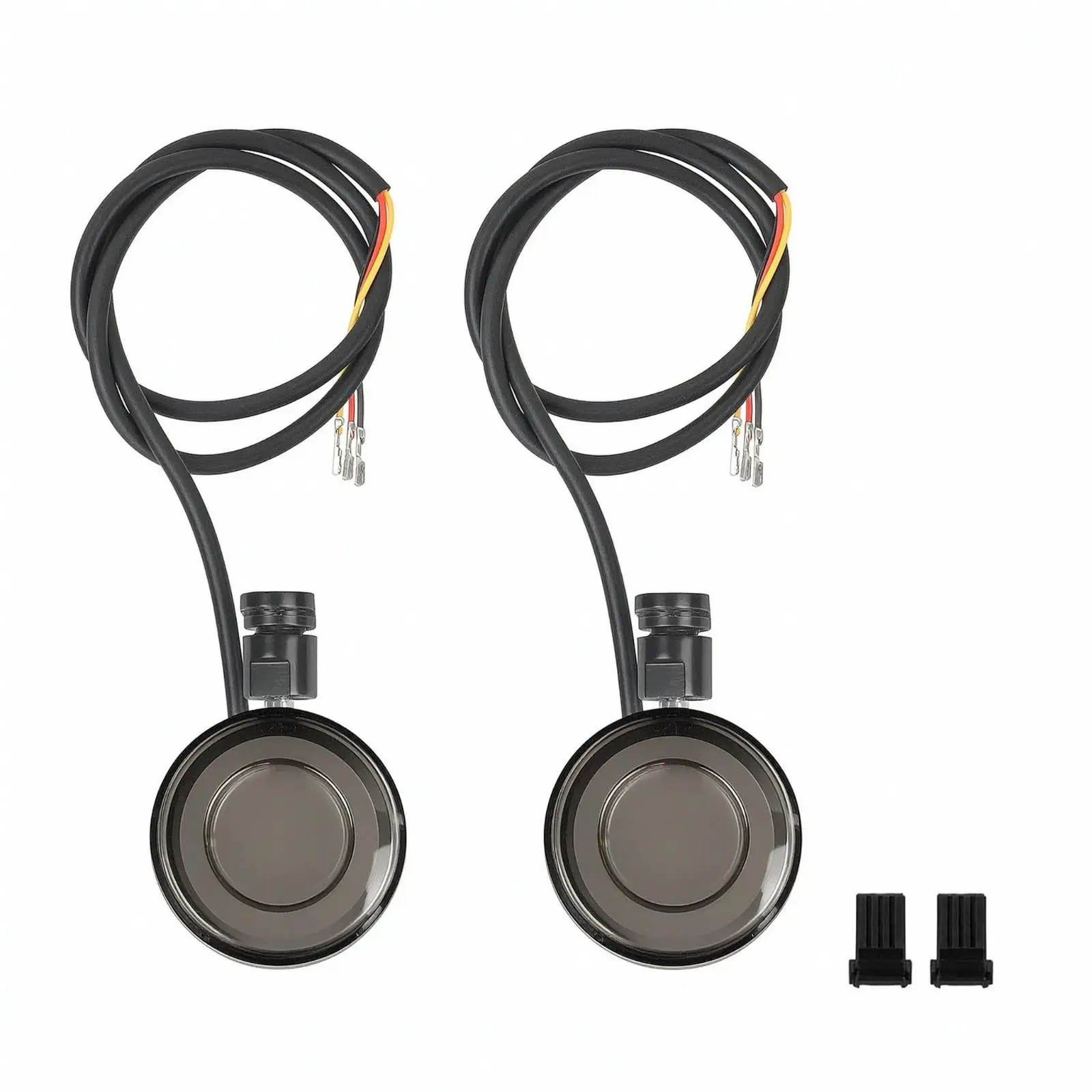 Round LED Motorcycle Turn Signals with Mounting Clip for Custom Chopper Front Rear Fender