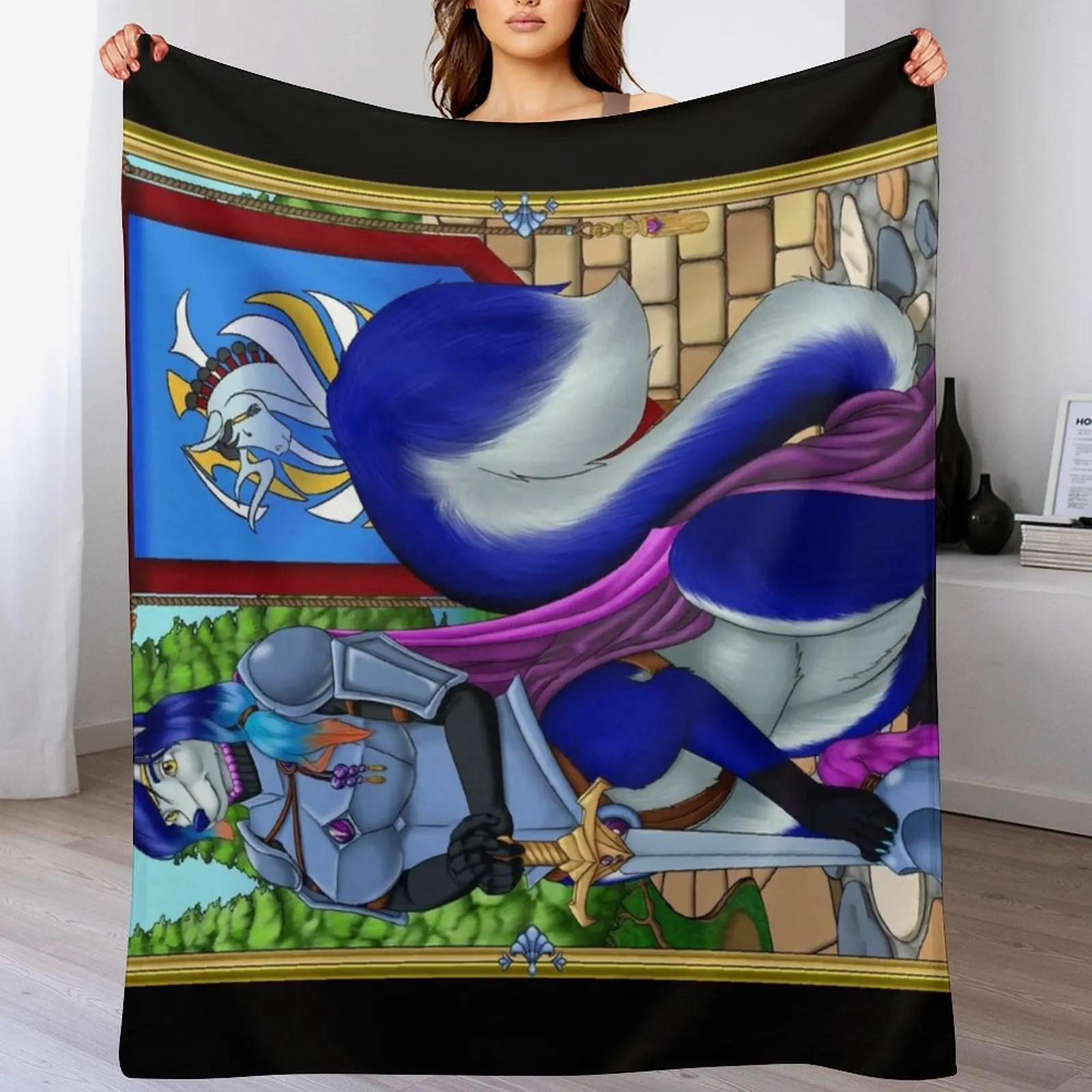 Regal Warrior Throw Blanket anime Sleeping Bag Blankets