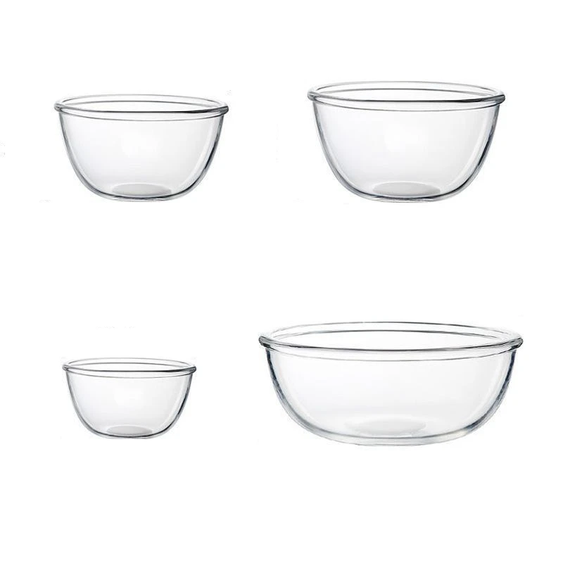 Large Glass Basin Household Kitchen with Lid and Basin Thickened Heat Resistant Kneading Basin Hair Basin Microwave Clear Bowl