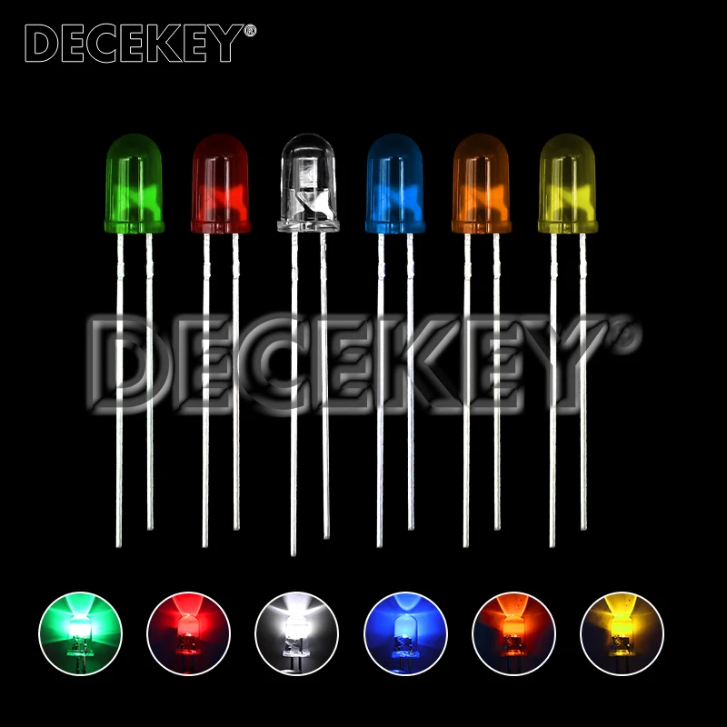 1000pcs Long Leg 3MM 5MM LED White Green Red Blue Yellow Orange F5 28mm F3 27mm Length Light Emitting Diode