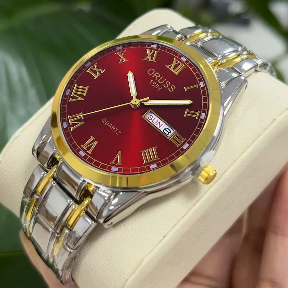 Oruss-男性と女性のためのクォーツ腕時計,ステンレス鋼,防水,高級,トップブランド,愛好家,カップル