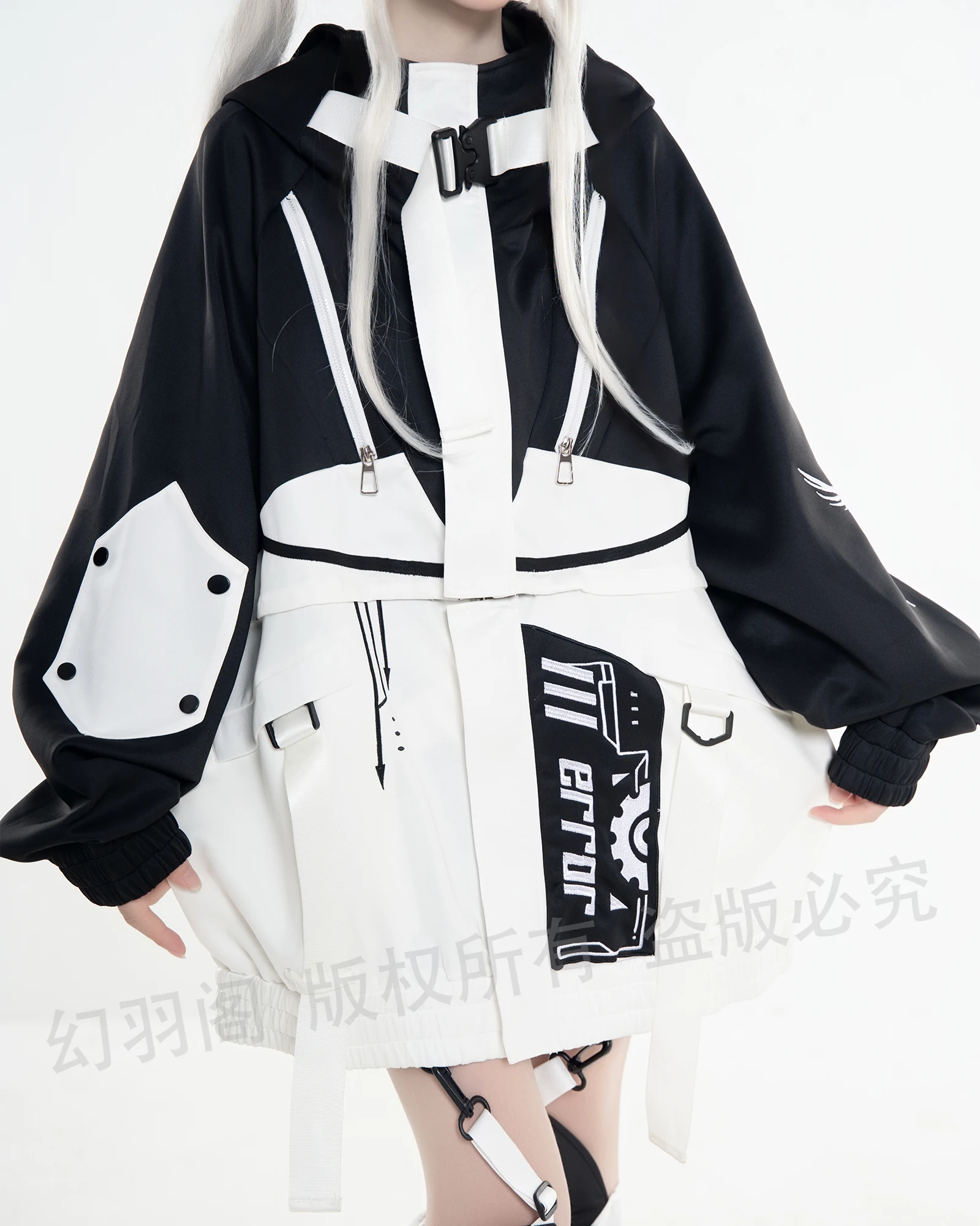 Original Subculture 2D Y2k Student Sportswear 2025 Autumn Girl's Sweet Cool Loose Hooded Detachable Jacket Pants Leg Cover Set