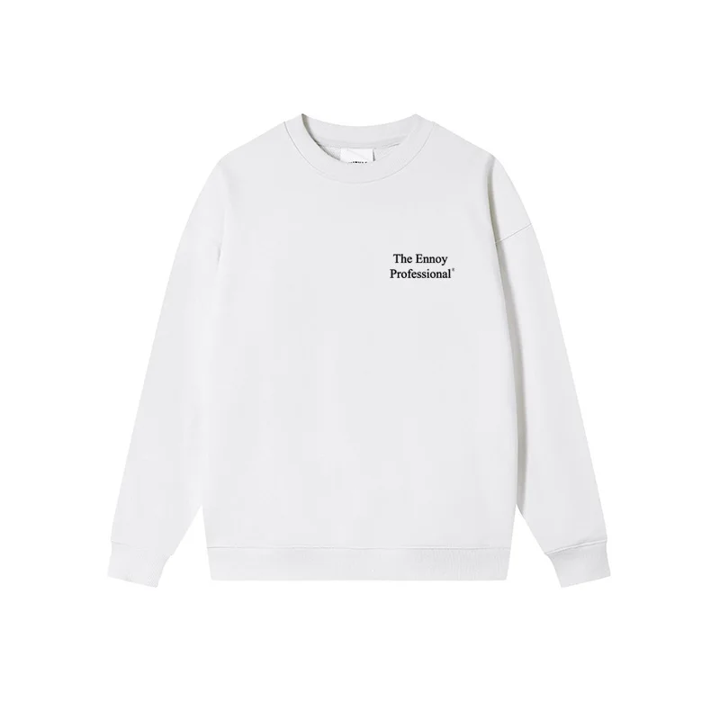 The Ennoy Professional Letter Embroidery Casual Round Neck Pullover Sweatshirt Japanese Men Women excellent Cotton Simple Hoodie