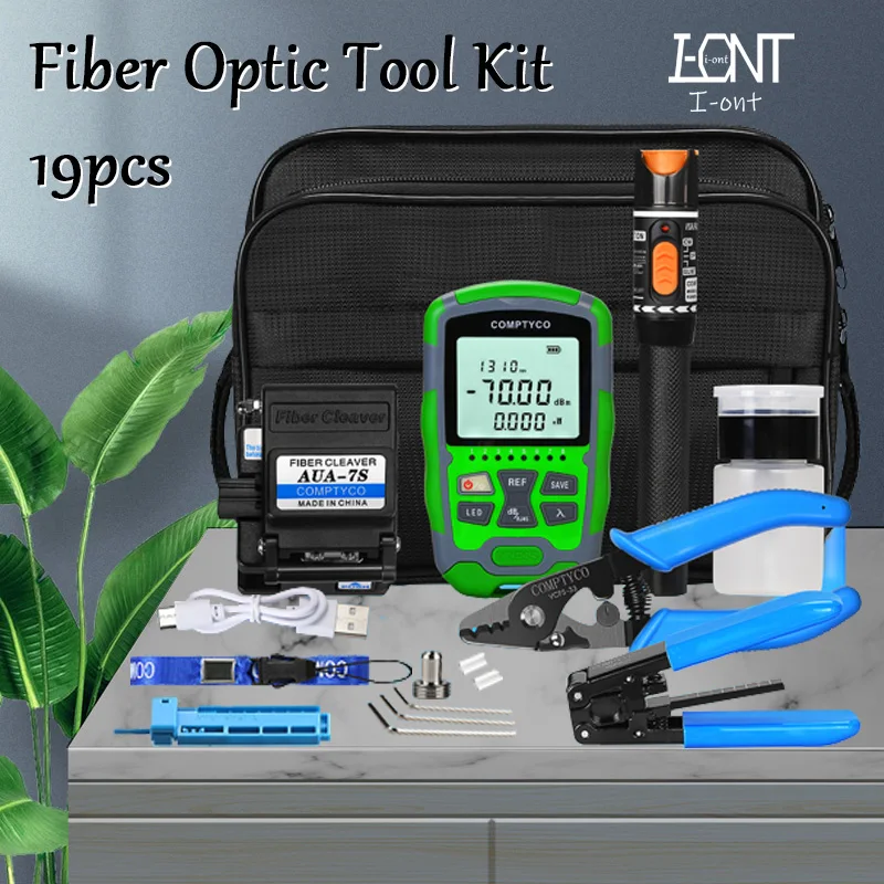 

19pcs/set FTTH Fiber Optic Tool Kit with -70~+10dBm Optical Power Meter 10MW Visual Fault Locator