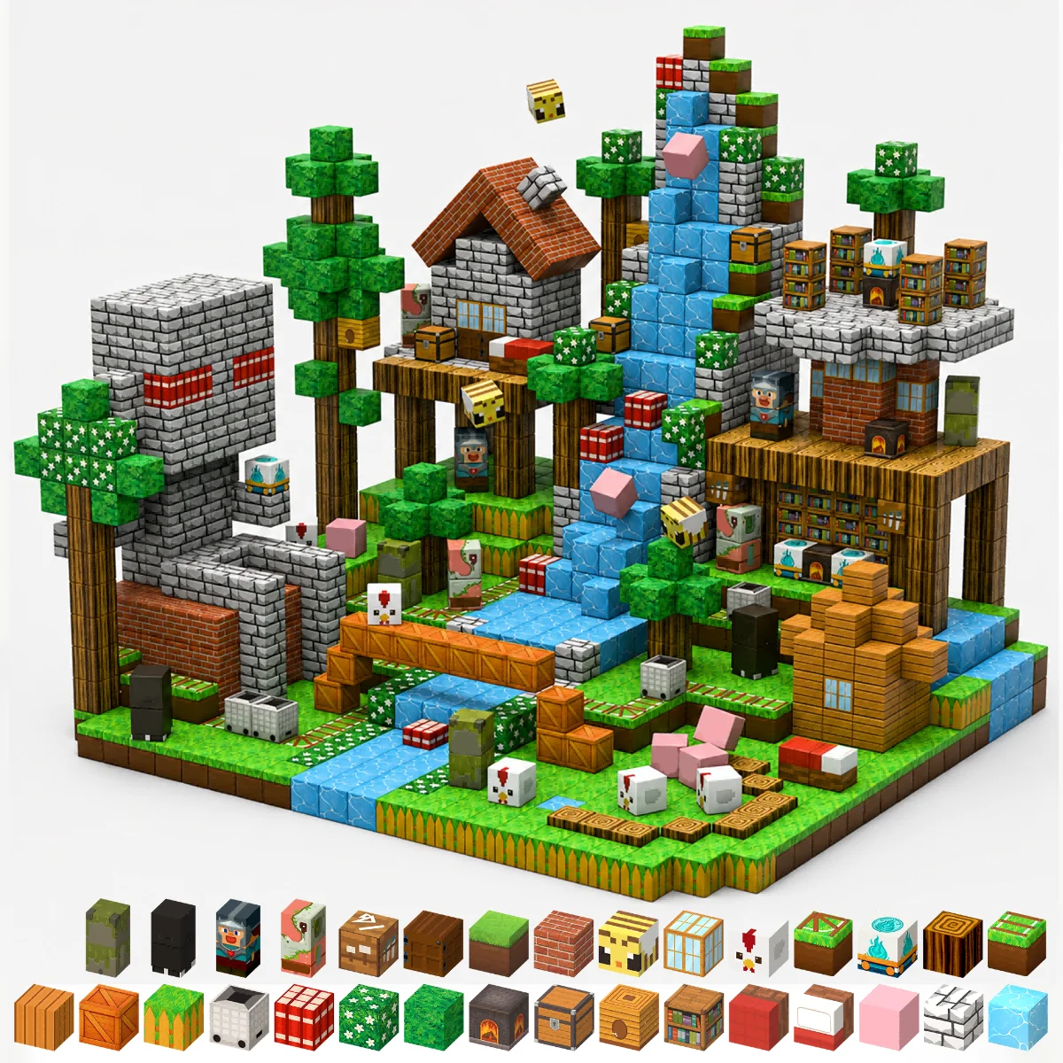 New Magnetic Building Blocks Forest Stone Giant Brick Cube STEM Education Sensory Best Toy Set Gift for Boy Girl Children
