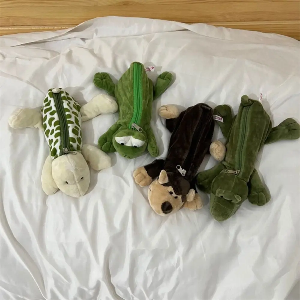 

New Plush Pen Bag Animal Shape Large Capacity Pencil Case Portable Zipper Design Pen Box Back To School