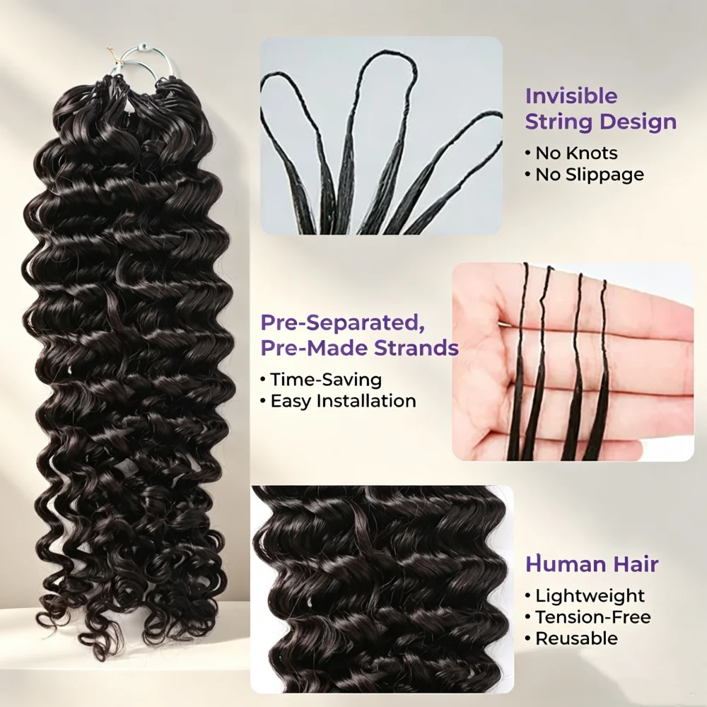 Deep Wave Feathered Crochet Hu - đánh giá và giá Hair Bundles