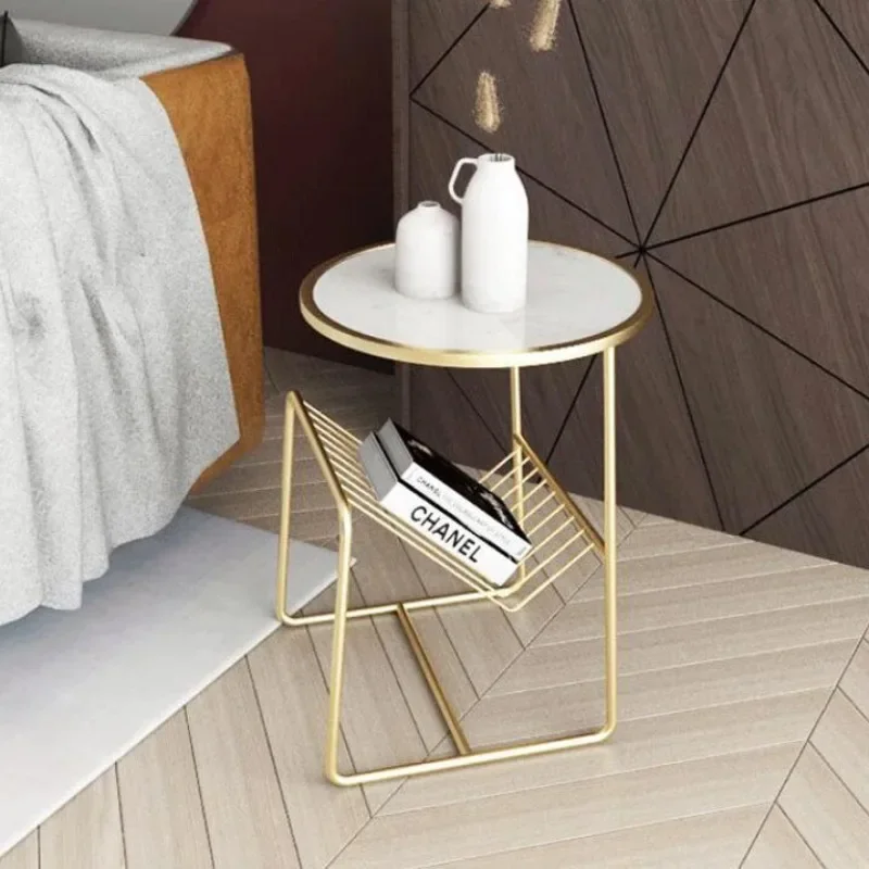 

Nordic marble bedside table, living room, wrought iron metal coffee table, corner table, bed and breakfast room, multi-functiona