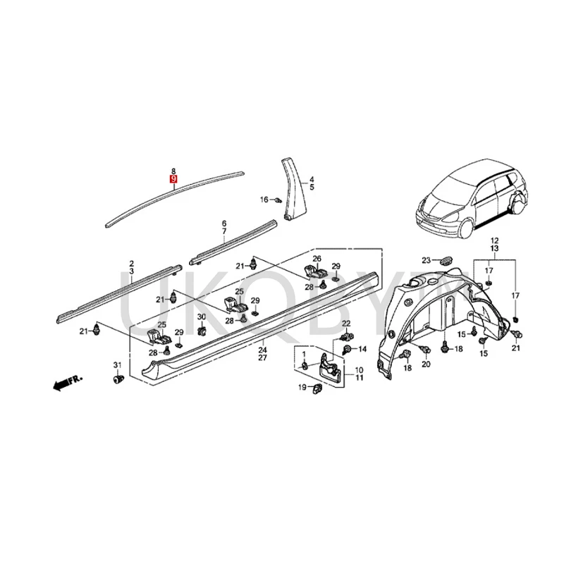 74306SAA003 74316SAA003 Suitable for Ho nd a Fit Si di Roof gutter decorative strip and roof decoration strip