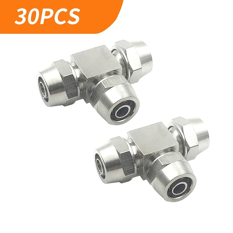 30PCS Pneumatic Connector KL-PE4/6/8/10/12/14/16 Quick twist Tee Copper Nickel Plated High Voltage Lock Female Fitting