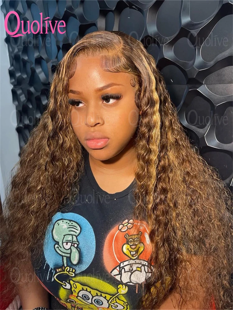 

30-дюймовый мелированный парик, парик из натуральных волос, 13x6, человеческие волосы, глубокая волна, фронтальный парик 13x4, бразильские вьющиеся парики с волнистыми волосами для женщин