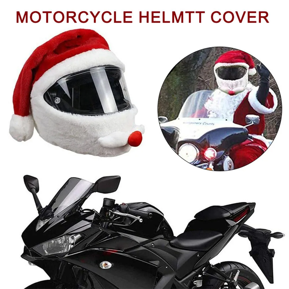 

Christmas Motorcycle Full Helmet Plush Cover Santa Cycling Helmet Cover Santa Claus Racing Cap Merry Christmas Decoration Gift