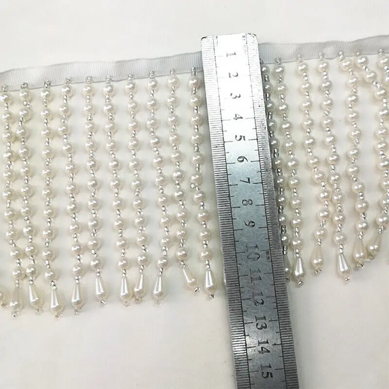 Pearl Fringe Beaded Trim Pearl Pendant Tassels Garment Dress Tassel Fringe Trim Decoration Shoes Ornaments Curtain DIY Sewing