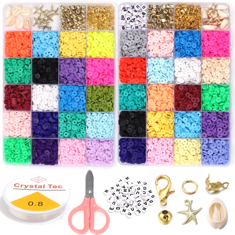 24 Grids 6mm Colorful Polymer Clay Beads with CCB Loose Beads Kits For Jewelry Making DIY Handmade Bracelet Necklace Gifts