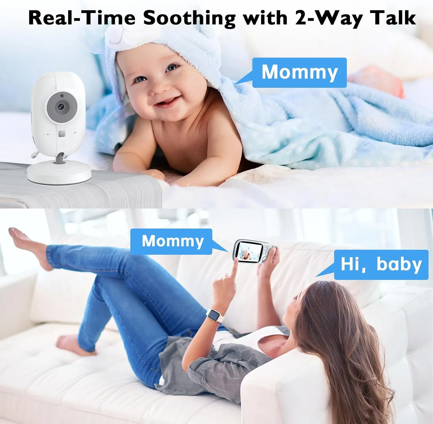 Video Baby Monitor 2.4G Mother Kids 2 way Audio Night Vision Video Surveillance Camera with Temperature Display Screen Nanny Cam