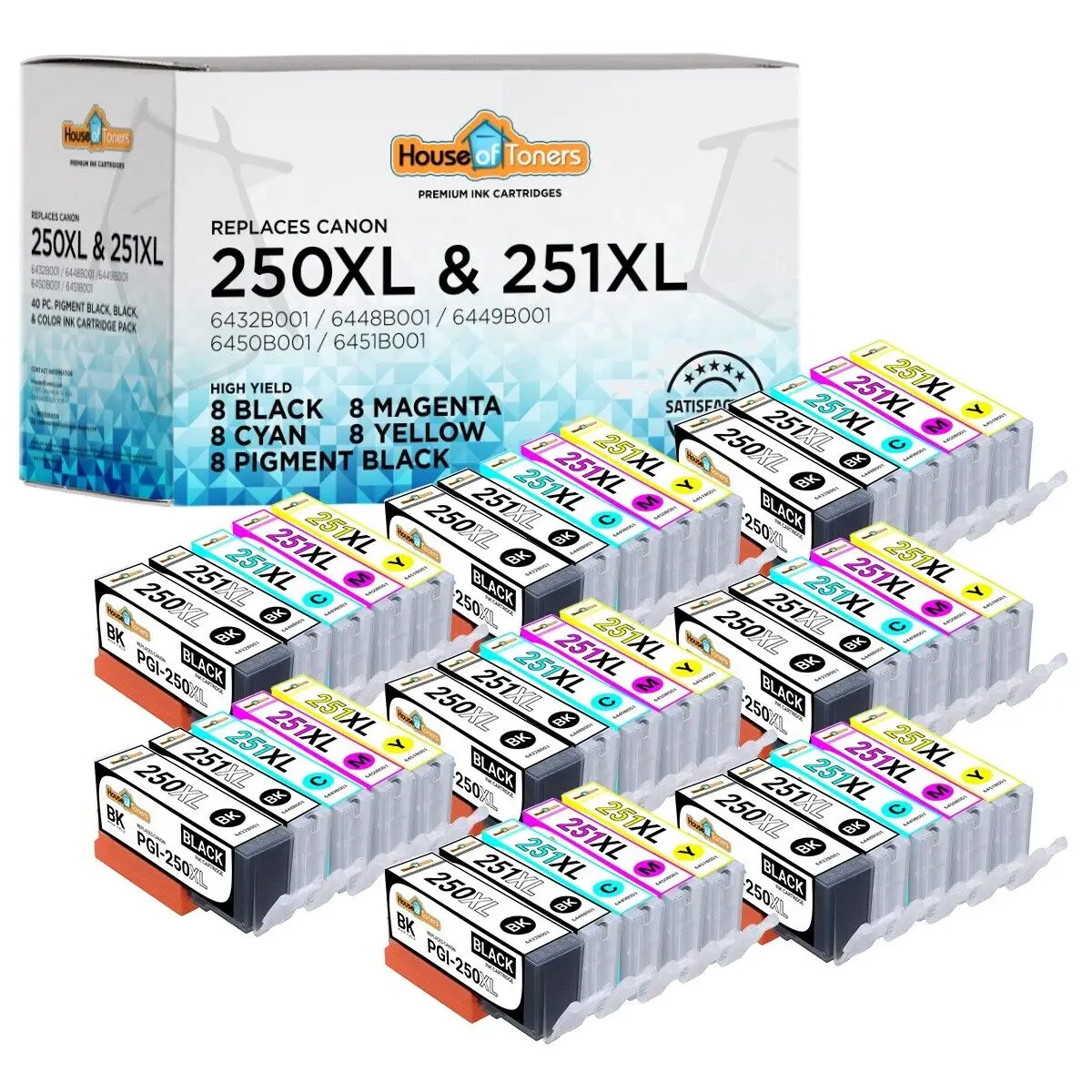 40 PGI250XL CLI251XL Ink Cartridges for Canon PIXMA MG5420 MG5422 MG5520 MG5522