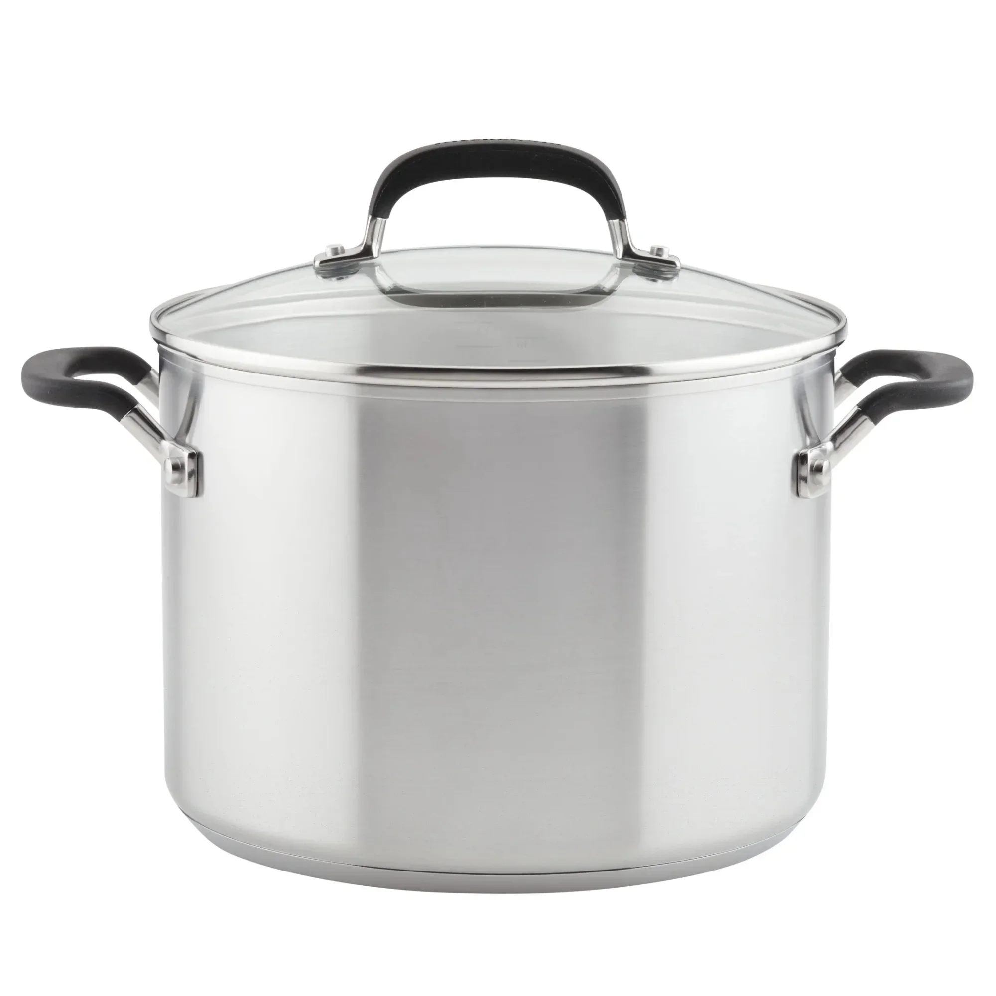 

8QT Stainless Steel Stockpot with Lid, Induction Compatible, Measuring Marks, Brushed Finish, For Soups, Pasta, Even Heating