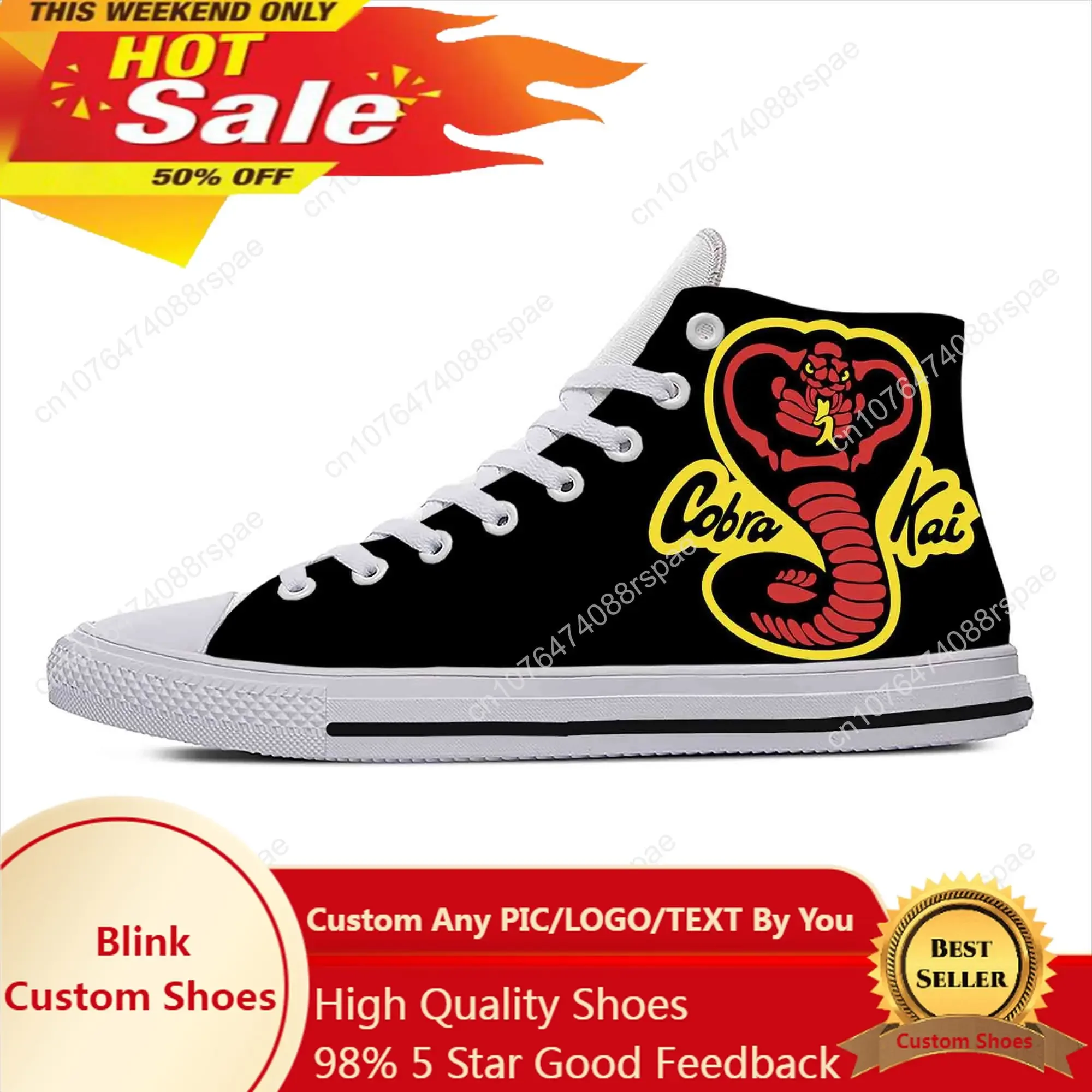 

Kai Karate Anime Cartoon Fang Fashion Cobra Eagle Casual Cloth Shoes High Top Comfortable Breathable 3D Print Men Women Sneakers