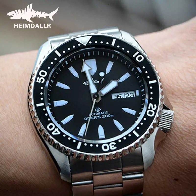 HEIMDALLR Sharkey SKX Mechanical Watch Men Dive Sapphire White Dial Luminous Japan NH36A Mov Automatic Water Resistant Watches