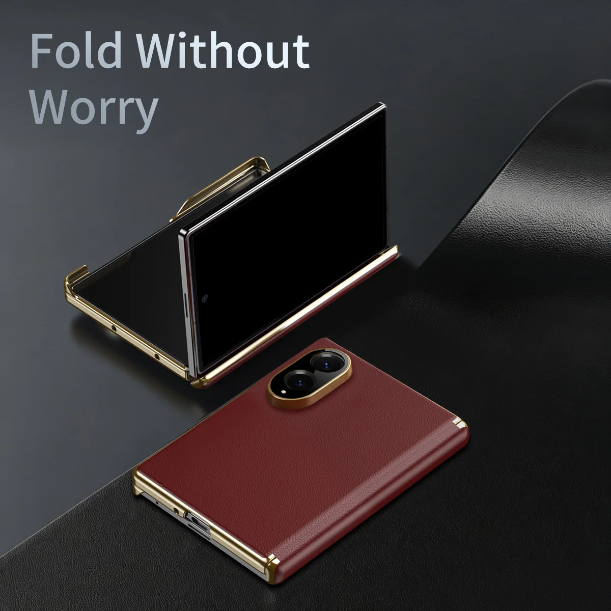 Luxury Electroplated Leather Phone Case For Samsung Galaxy Z Fold 8 Hinge Full Protection Shockproof Camera Lens Protective