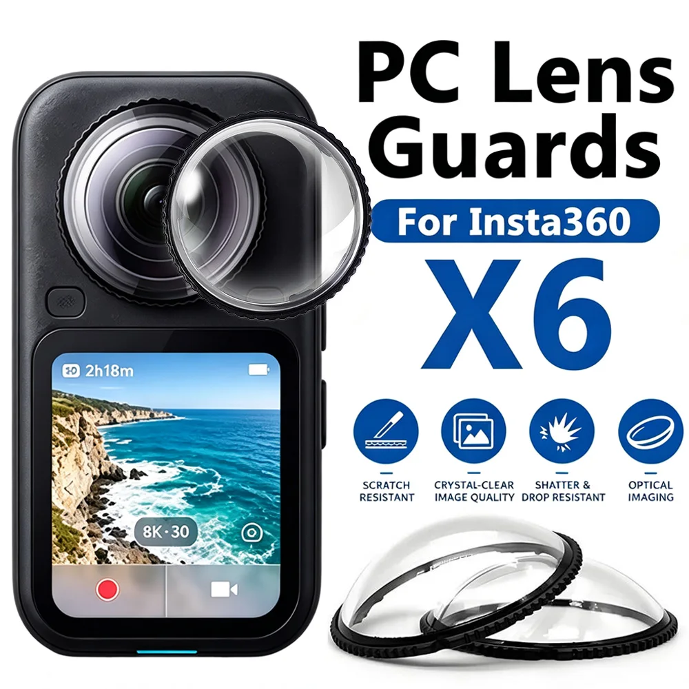2PCS Lens Guards for Insta360 X6 PC Material Anti-fall Scratch Twist Lock Design HD Clear Lens Cap for Insta360 X6 Accessories