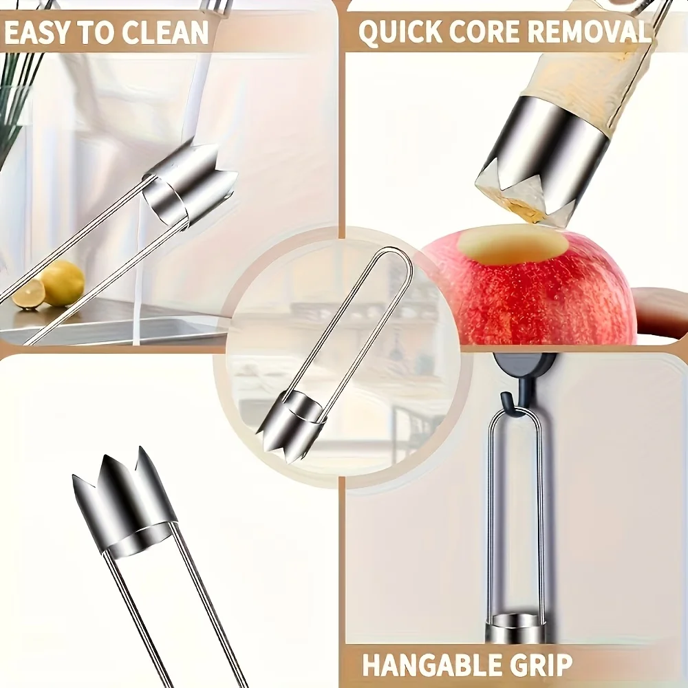 Stainless Steel Multi-Purpose Fruit Vegetable Corer Seed Remover Universal Kitchen Gadget for Apple Pear Tomato Bell Pepper view 5