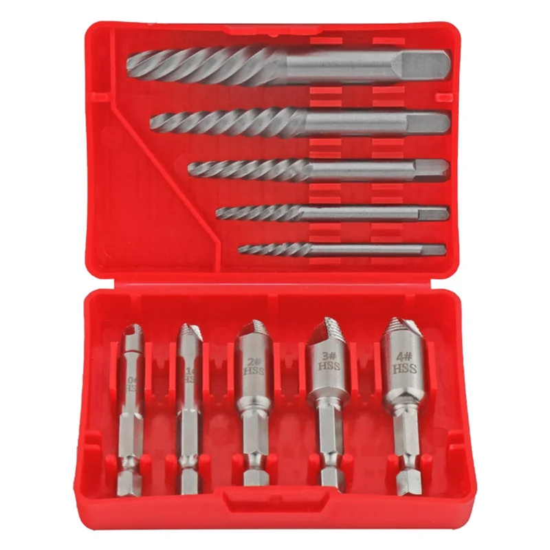 

A43F-10Pcs Broken Wire Nut Extractor Bolt Guillotine Screw Drill Bit Removal Slip Wire Thick Teeth Extractor Remover Tool Set