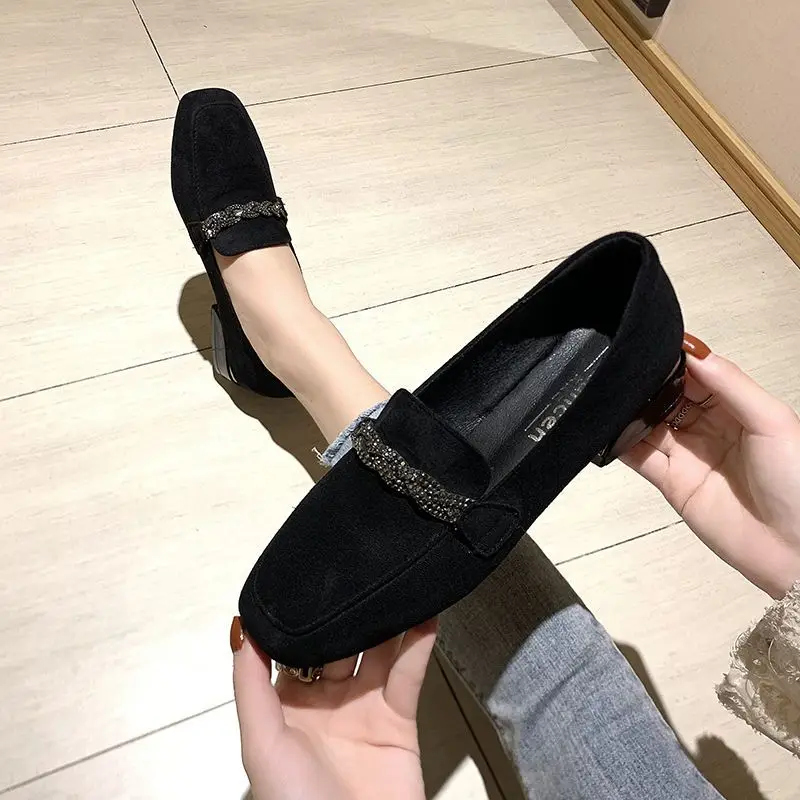 Ladies Shoes Black with Crystals Women Footwear Loafers Diamond Rhinestone Rock Korean Trends 2024 New Daily Routine Light Cheap