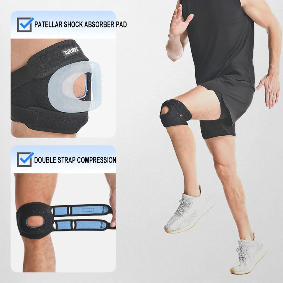 AOLIKES 1PC Suporte Ajustável Duplo para Tendão Patelar, Ideal para Menisco, Osteoartrite, Ortopedia, Suporte para Joelho de Atletas