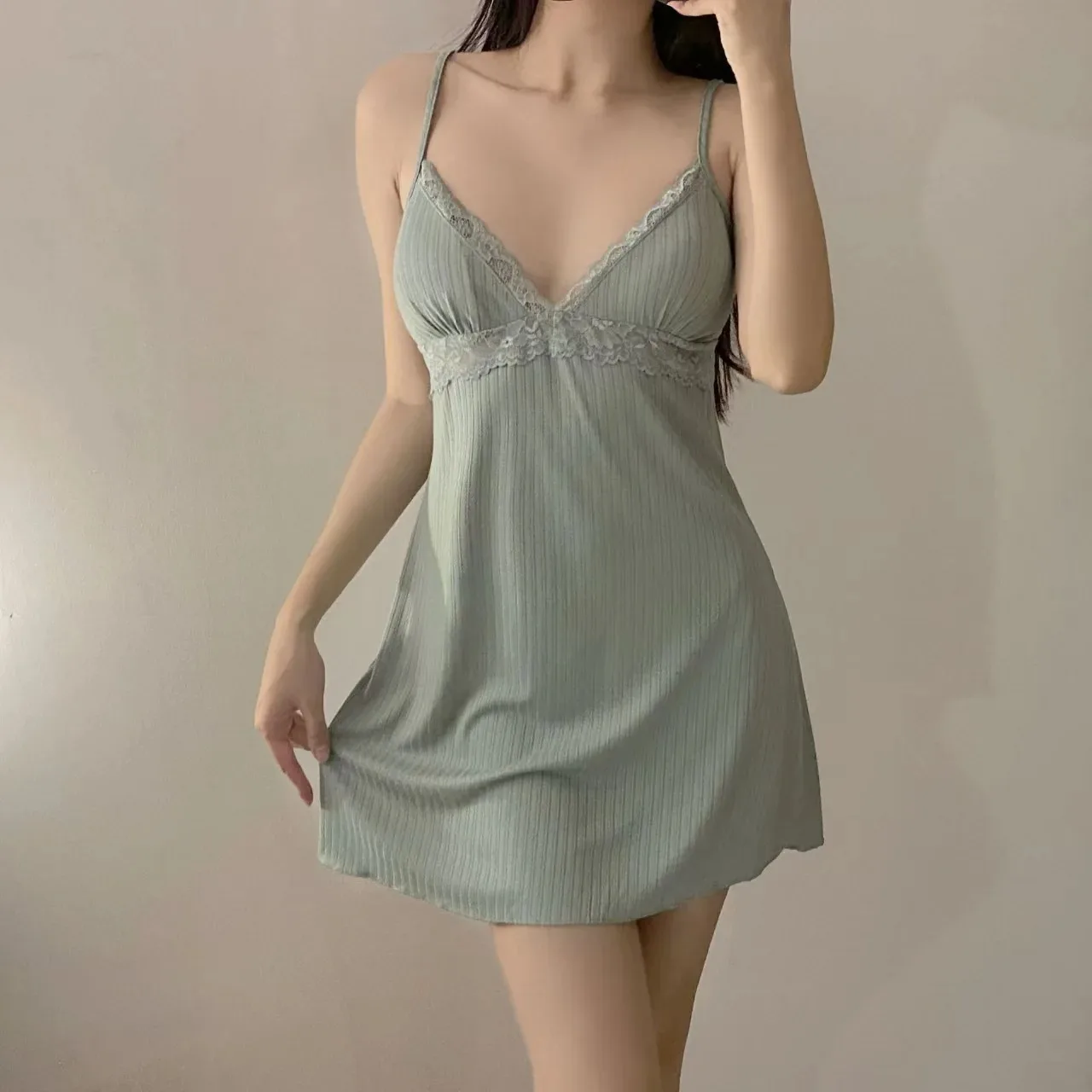 Women's New Summer Sexy Halter Lace Nightgown Pajamas Homewear with Corset Pads Thin Section Halter Dress Girls Halter Nightgown
