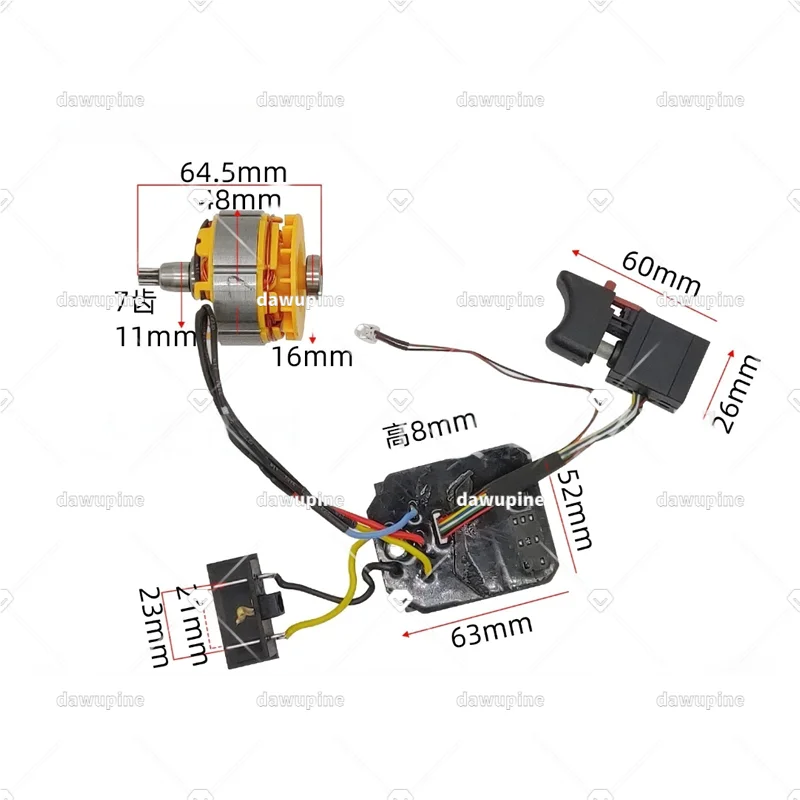 Power Tool Parts Brushless Motor 21V 7 teeth Assembly Switch Battery Led Indicator For Dayi Electric Drill Sensorless Assembly