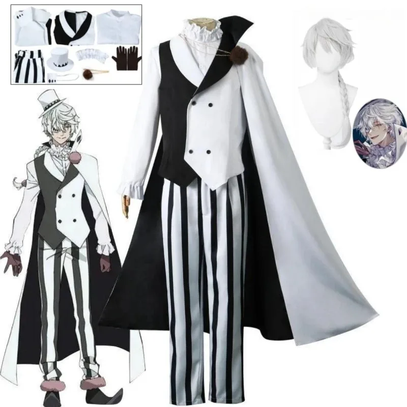 

Nikolai Gogol Cosplay Costume Anime Bungee Stray Dog Season 4 Angel Men's Clothing Decline Halloween Party Coat Cloak Uniform