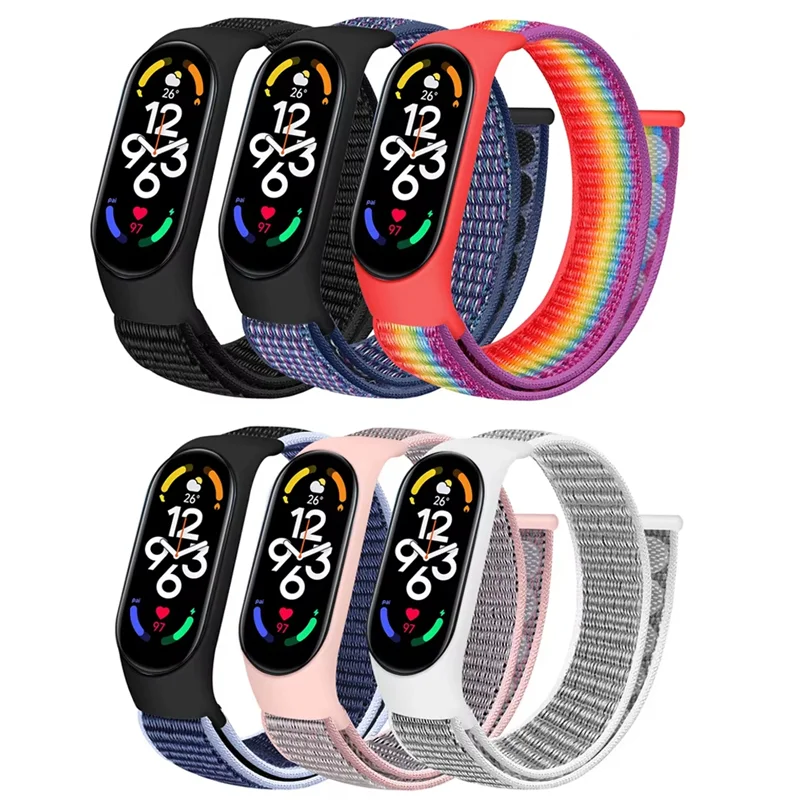 Nylon-Schlaufenarmband für Xiaomi Mi Band 7 6 5 4 Armband Armband Pulsera Correa Armband Sport Mi Band 7 6 5 4 3 NFC-Uhrenarmband