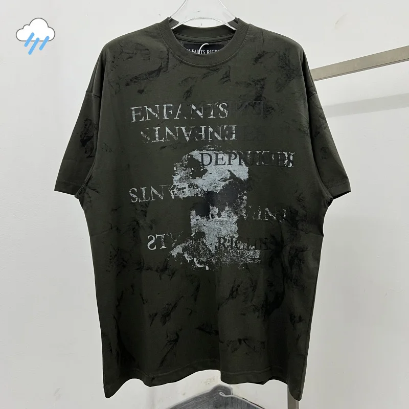 

Heavy Fabric Cotton Oversized Vintage Washed Black Gray ERD T Shirt Tee Men Women Mud Dyeing Enfants Riches Deprimes T-Shirt