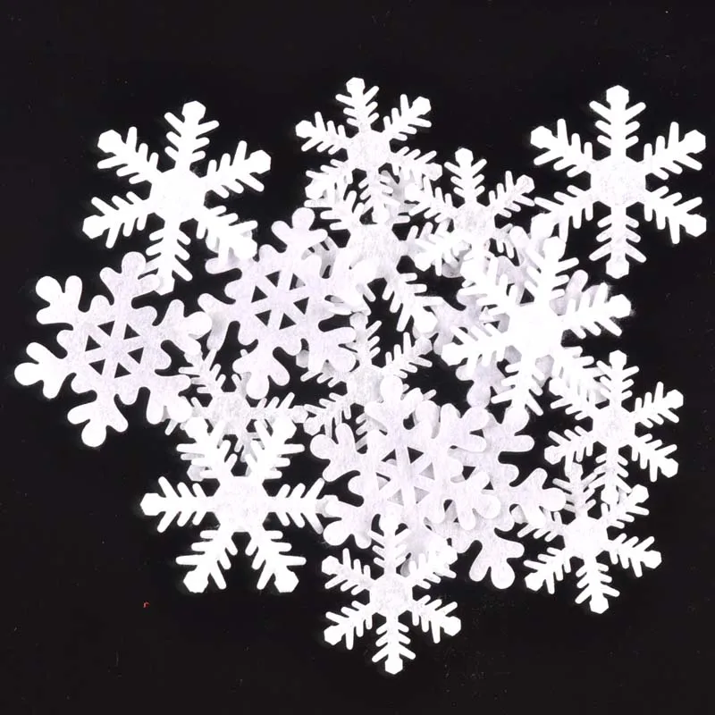 50pcs/lot White Felt Christmas Snowflake Patch Applique Scrapbooking Craft Sticker Non-woven DIY CP3537