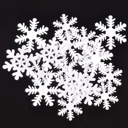 50pcs/lot White Felt Christmas Snowflake Patch Applique Scrapbooking Craft Sticker Non-woven DIY CP3537