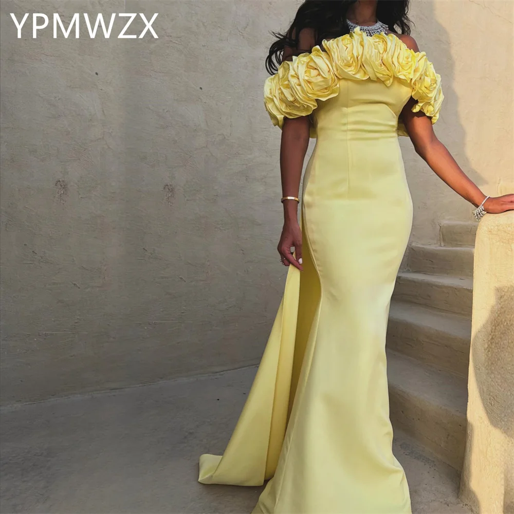 Customized Evening Dress Formal Party Occasion Women YPMWZX Off-the-shoulder Column Floor Length Skirts Stole Bespoke  D