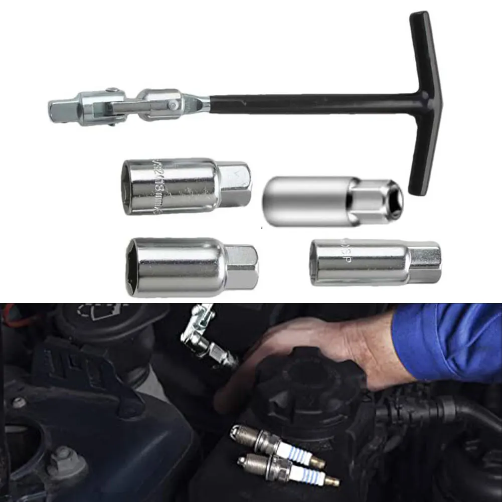 

Набор торцевых ключей с Т-образной ручкой, инструмент для удаления искры с 14 мм/16 мм/18 мм/21 мм, набор инструментов для ремонта автомобилей и мотоциклов