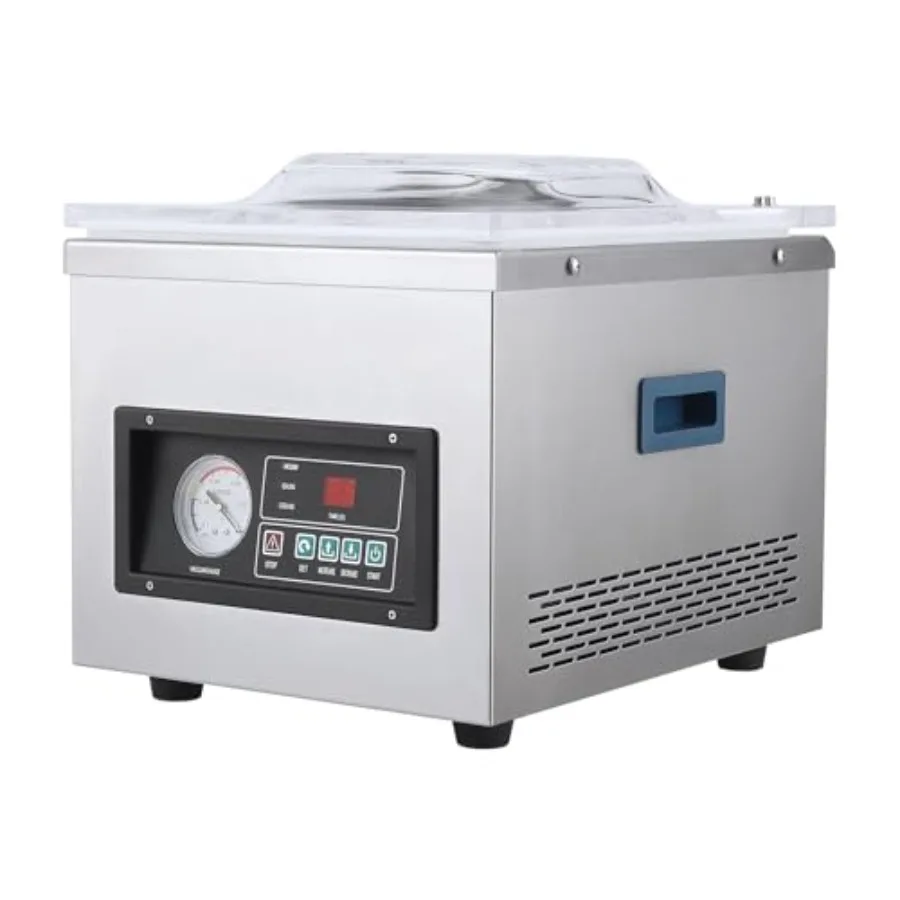 

Professional chamber vacuum sealer for household and commercial food packaging, stainless steel, silver, automatic control with