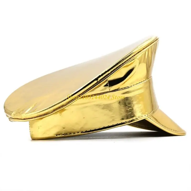 

N5KE PatentLeather Captain Cap for Adult Nightclub Hat Glitter Party Hat for Women Men Dance Hat Bachelorette Party Headwear