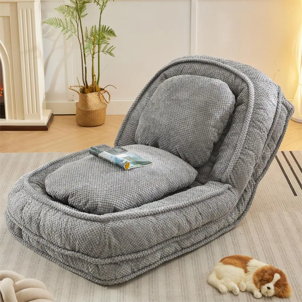 Human Dog Bed ,Lazy Sofa Couch ,5 Adjustable Position Sit,fold Suit To Put In Bedroom Living Room ,Space Saving Design,Gray