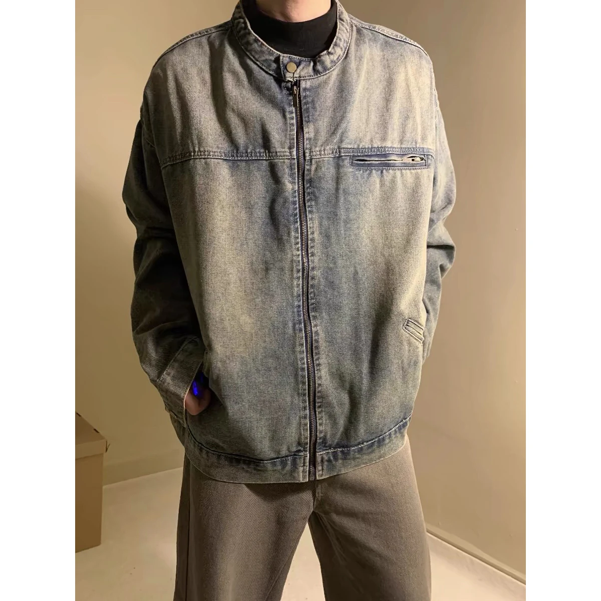 

Джинсовый тюнер в стиле ретро с американской талией, весенне-осенний джинсовый тройник в пустыне, свободный крой, тюнер из смеси хлопка и полиэстера, обеспечивающий тепло...