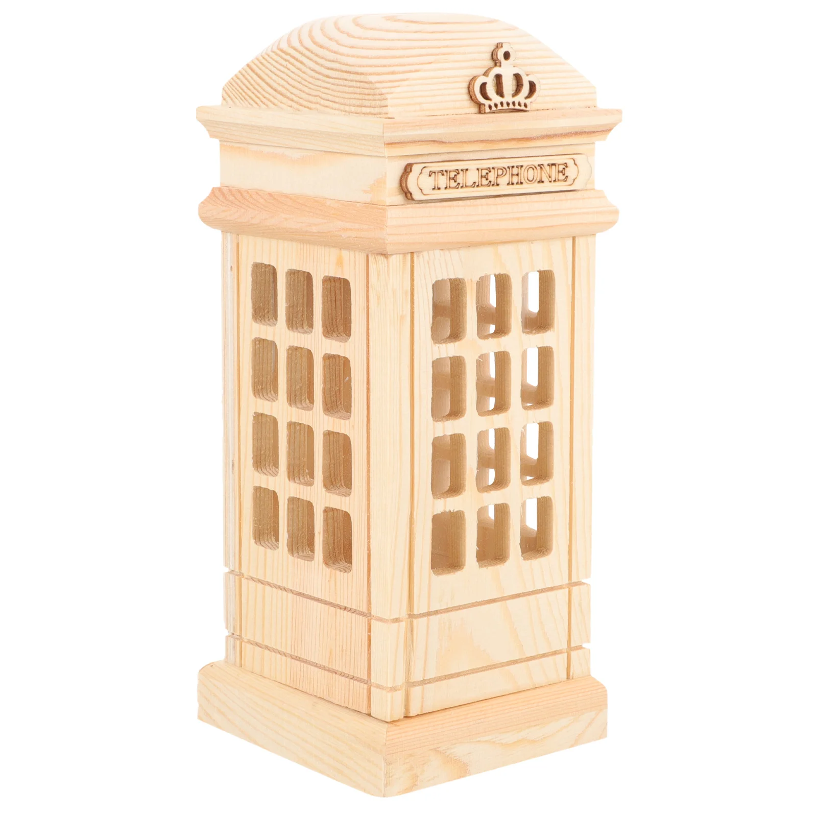كشك الهاتف أصبع البنك فارغة خشبية على شكل عملة البنك DIY الحرف الاطفال توفير المال صندوق جميل سطح المكتب زخرفة