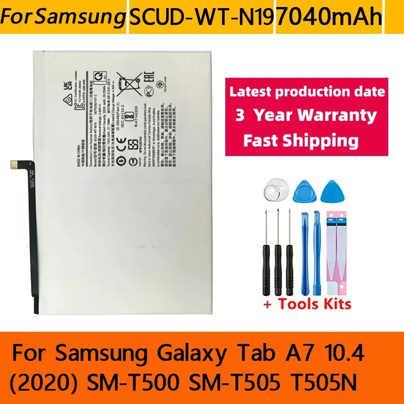 SCUD-WT-N19 Replacement Battery New 7040mAh For Samsung Galaxy Tab A7 T505C T500 High Quality Tablet Batteries +Tools
