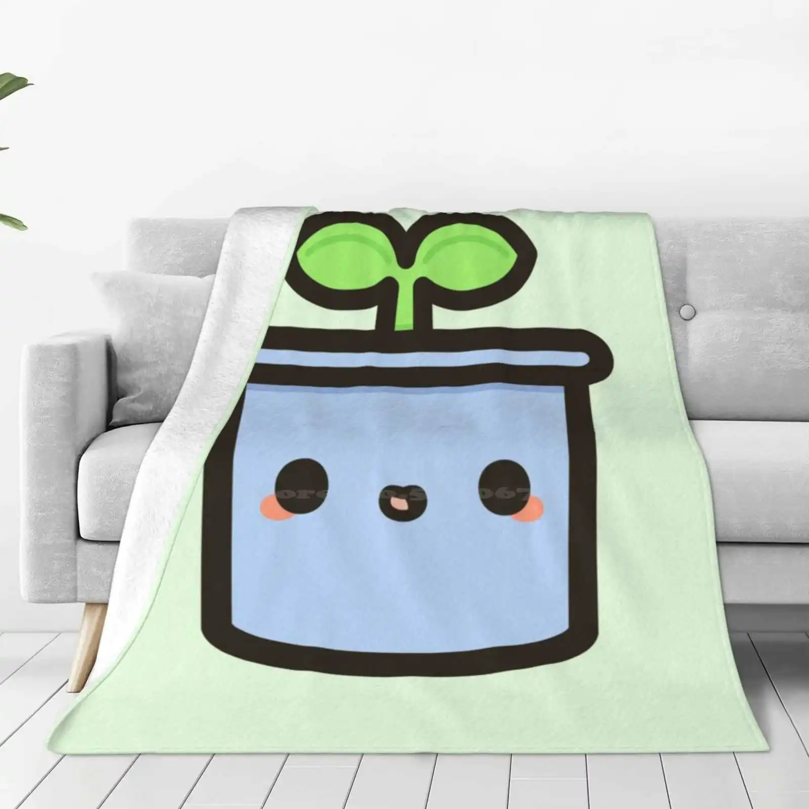 Cute Sprout In Pot Hot Sale Printing High Qiality Warm Flannel Blanket Cute Kawaii Sweet Spring Pot Plant Sprouting Happy House