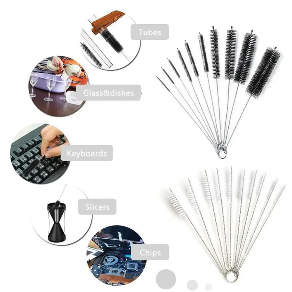 10pcs, Stainless Steel Cleaning Brush for Smoking Pipes, Glass Hookahs, and Feeding Bottles - Nylon Strip Brush for Easy Cleani