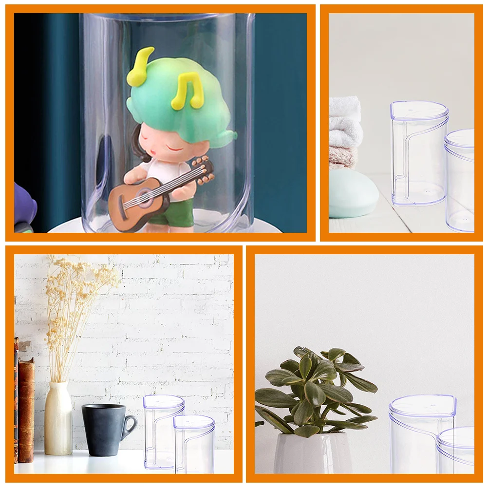 

2pcs Display Transparent ABS Figures Storage Toy Model Case Miniatures Exhibit Toy Figurine Box Collection Base