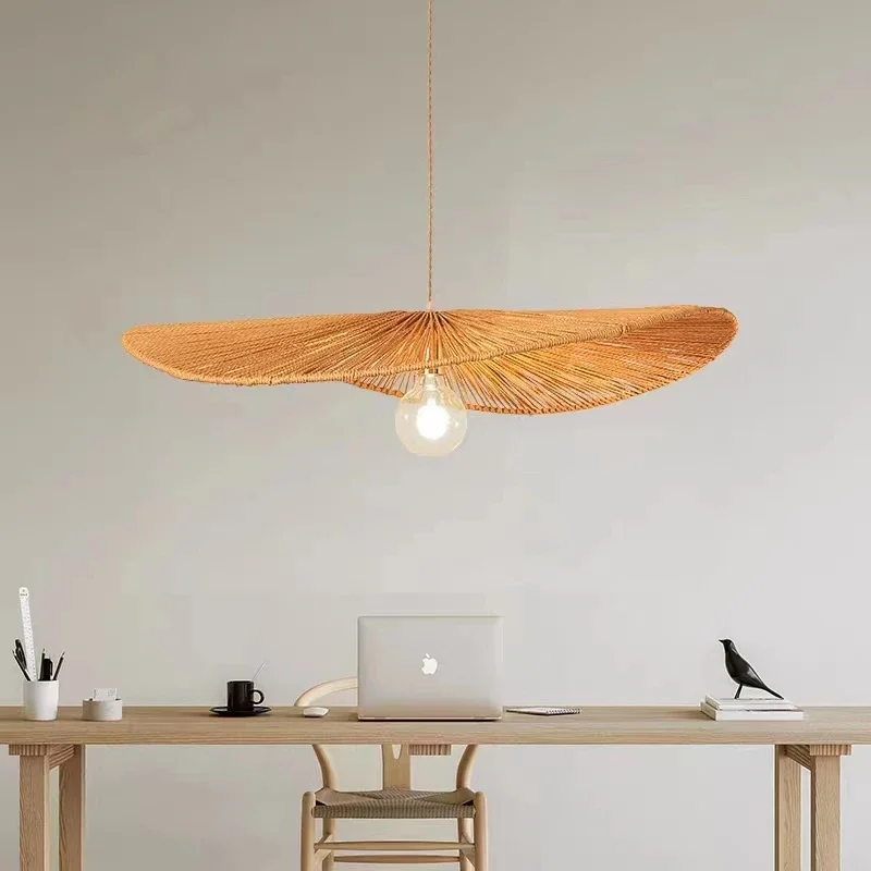 

Nordic Vertigo Hemp Rope Chandelier Modern Led Simple Pendent Lamp Living Dining Room Bedroom Bome Stay Retro Japanese Creative